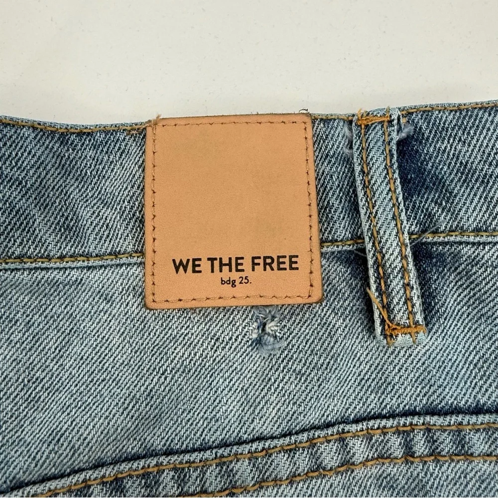 Free People We the Free Brea Mini Skirt Cut Off Denim Size 28 Distressed Raw Hem